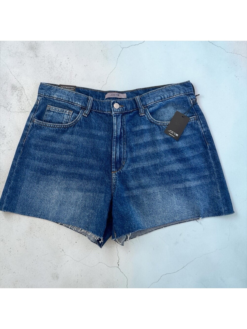 NWT $170 Joe's Raw Hem High Waist Relaxed Denim Shorts Via DIXIE Size 32